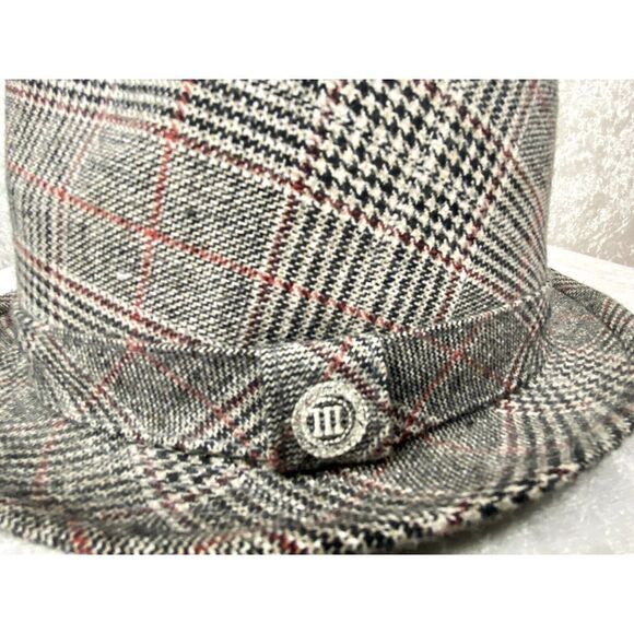 Men's Trevero Fedora Brown Tan Orange Glen Plaid Size Small - Picture 4 of 8